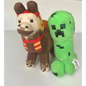 Lot Of 2 Mojang Minecraft LLAMA & Creeper Plush Stuffed Animal Doll toy